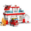   LEGO® 10970 DUPLO® Tűzoltóállomás és helikopter, Fire Station 117 elemű építőkocka készlet 3 éves kortól, told és indul tűzoltóautóval, létrával, fényekkel és szirénával