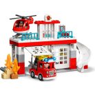 LEGO® 10970 DUPLO® Tűzoltóállomás és helikopter, Fire Station 117 elemű építőkocka készlet 3 éves kortól, told és indul tűzoltóautóval, létrával, fényekkel és szirénával