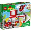   LEGO® 10970 DUPLO® Tűzoltóállomás és helikopter, Fire Station 117 elemű építőkocka készlet 3 éves kortól, told és indul tűzoltóautóval, létrával, fényekkel és szirénával