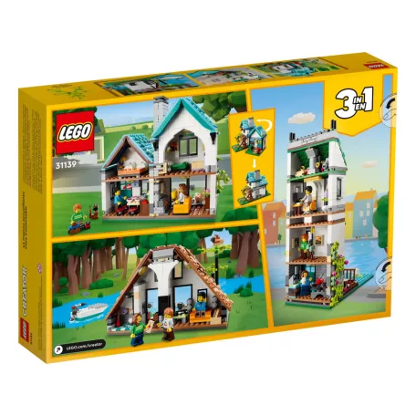 LEGO® Creator 3 az 1-ben Otthonos ház, 3 in 1 Családi ház, tóparti ház, toronyház, 808 elemű építőkocka készlet (LEGO 31139)