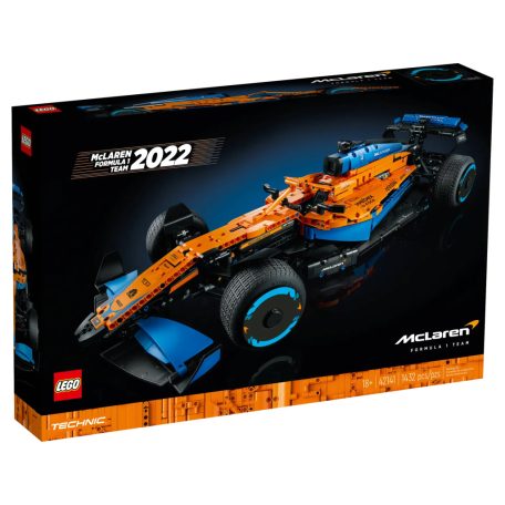 LEGO® Technic 42141 F1 McLaren Formula 1 versenyautó 13 x 65 x 27 cm 2022-es modell,  6-hengeres V-motorral, mozgó dugattyúkkal, kormányzással, felfüggesztéssel és differenciálművel, 1434 elemből