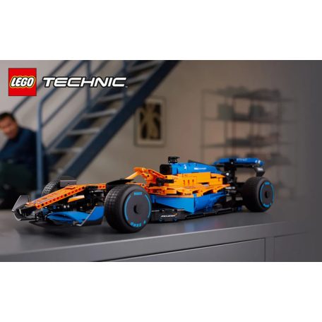 LEGO® Technic 42141 F1 McLaren Formula 1 versenyautó 13 x 65 x 27 cm 2022-es modell,  6-hengeres V-motorral, mozgó dugattyúkkal, kormányzással, felfüggesztéssel és differenciálművel, 1434 elemből