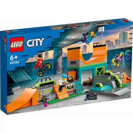 LEGO 60364 Skate - Lego City Gördeszkapark 454 darabos készlet, 4 minifigurával, 19 x 44 x 25 cm