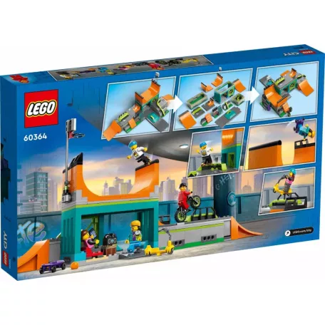 LEGO 60364 Skate - Lego City Gördeszkapark 454 darabos készlet, 4 minifigurával, 19 x 44 x 25 cm