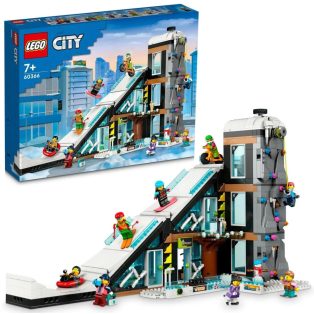   LEGO® City 60366 Sí- és hegymászó központ, 3 emeletes, 29 x 21 x 45 cm, 1045 elemű síközpont építőkocka készlet 8 minifigurával  (LEGO 60366) 