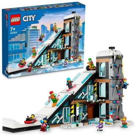 LEGO® City 60366 Sí- és hegymászó központ, 3 emeletes, 29 x 21 x 45 cm, 1045 elemű síközpont építőkocka készlet 8 minifigurával  (LEGO 60366) 