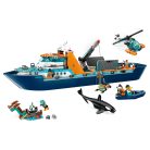LEGO® City 60368 Sarkkutató hajó 815 elemű 19 x 71 x 17 cm építőkocka készlet helikopter, csónak, tengeralattjáró, vikinghajóroncs, kincsesláda, 7 minifigura, és kardszárnyú delfin kiegészítőkkel