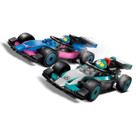 LEGO® City 60444 F1® (Forma 1-es) garázs, Mercedes - AMG és Alpine autók 678 elemű készlet 2 pilótával, 4 szerelő minifigurával