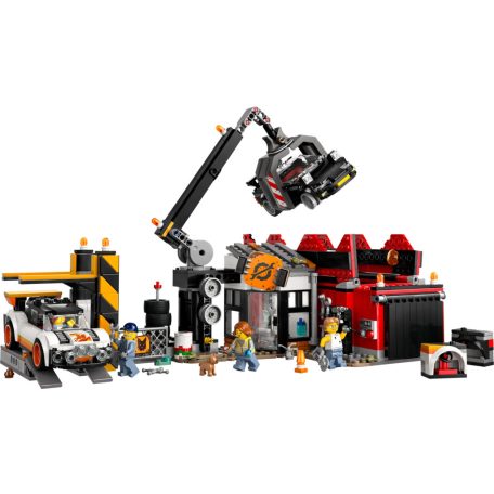 LEGO® City 60472 Roncstelep autókkal 871 elemű építőkocka készlet markoló daruval, zúzógéppel, iroda épülettel, 2 autóval és 4 minifigurával