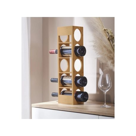 Livarno Home 402457 Wine Rack 10 palackos összecsukható / 5 palackos álló bambusz bortartó állvány, otthoni bor tároló
