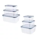 SilverCrest 483370 Food Storage Contanier Set 3 darabos hőálló frissentartó, élelmiszer tároló doboz készlet kifolyásgátó tömítéssel, csatos zárral (0.55L + 1L + 2L)