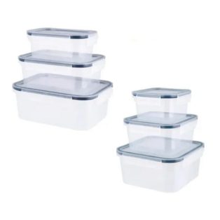   SilverCrest 483370 Food Storage Contanier Set 3 darabos hőálló frissentartó, élelmiszer tároló doboz készlet kifolyásgátó tömítéssel, csatos zárral (0.55L + 1L + 2L)