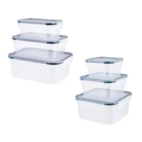 SilverCrest 483370 Food Storage Contanier Set 3 darabos hőálló frissentartó, élelmiszer tároló doboz készlet kifolyásgátó tömítéssel, csatos zárral (0.55L + 1L + 2L)