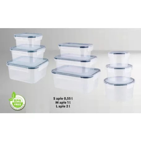 SilverCrest 483370 Food Storage Contanier Set 3 darabos hőálló frissentartó, élelmiszer tároló doboz készlet kifolyásgátó tömítéssel, csatos zárral (0.55L + 1L + 2L)