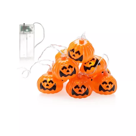 Livarno Home 10 LED Halloween Pumpkin Strings Light 185 cm elemes töklámpás fényfüzér 6 órás időzítővel, 10 db Halloween-i tök motívummal