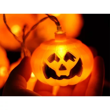 Livarno Home 10 LED Halloween Pumpkin Strings Light 185 cm elemes töklámpás fényfüzér 6 órás időzítővel, 10 db Halloween-i tök motívummal