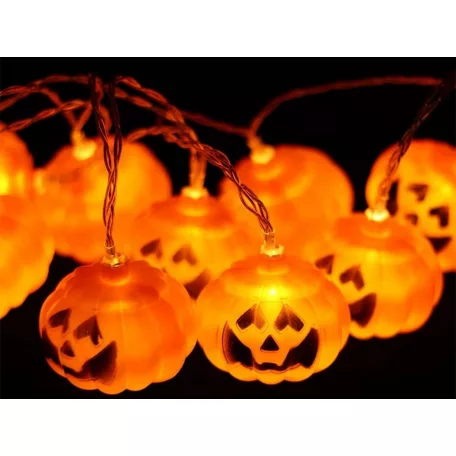Livarno Home 10 LED Halloween Pumpkin Strings Light 185 cm elemes töklámpás fényfüzér 6 órás időzítővel, 10 db Halloween-i tök motívummal