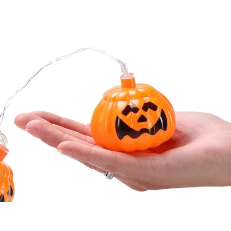 Livarno Home 10 LED Halloween Pumpkin Strings Light 185 cm elemes töklámpás fényfüzér 6 órás időzítővel, 10 db Halloween-i tök motívummal