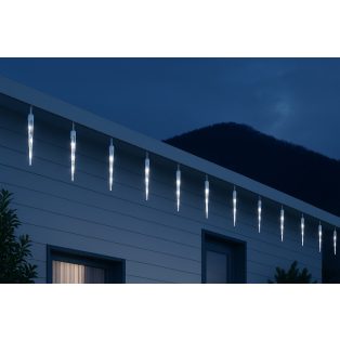   Livarno Home HF 12.6 m hidegfehér jégcsapfüzér, 15 db jégfehér LED olvadó, csepegő jégcsap, 148 db LED-el, futófénnyel 