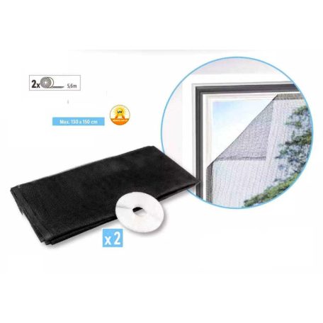 Livarno Home 2 darabos UV álló, vágható antracitszürke / fehér szúnyogháló, rovarháló 130 x 150 cm ablakra, tépőzáras szalaggal (2 szett)