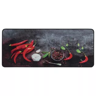   Livarno Home 50 x 120 cm fekete konyhai futószőnyeg, poliamid szőnyeg csúszásgátló aljjal és hurkolt szegéllyel, fűszernövény mintával