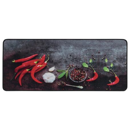 Livarno Home 50 x 120 cm fekete konyhai futószőnyeg, poliamid szőnyeg csúszásgátló aljjal és hurkolt szegéllyel, fűszernövény mintával