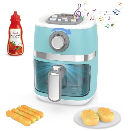 Little Kitchen 6 az 1-ben elemes, bekapcsolható játék háztartási gép csomag: Airfryer, sütő, mosogatógép, mosógép, kávéfőző és mikrohullámú sütő fény és hanghatásokkal