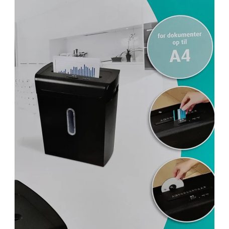 Monolight Office LUS-144 fekete 20L gyűjtőkosaras A4 300W keresztvágós (5 × 16 mm konfetti) iratmegsemmisítő CD és bankkártya vágóval