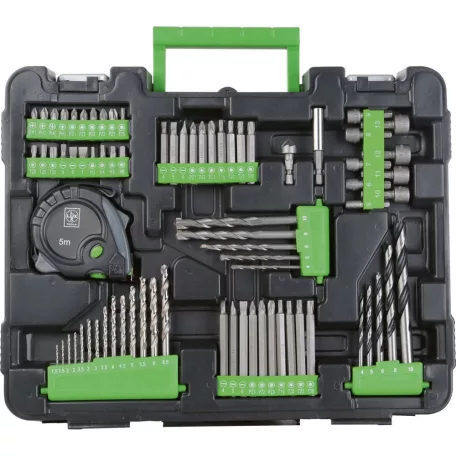 LUX-Tools Mobil Műhely 20V 35Nm akkus fúró, akkumulátoros csavarbehajtó 20V 2Ah akkuval, töltővel, kofferben, 76 részes fúrószár és bitfej készlettel (ABS-20MM) 
