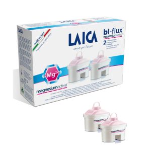   Laica Bi-flux magnesium active 2 darabos vízszűrő készlet, szűrőpatron, szűrőbetét, szűrő filter Laica, BWT és Brita Maxtra vízszűrő kancsókhoz, 2 hónapra, 300 liter vízhez