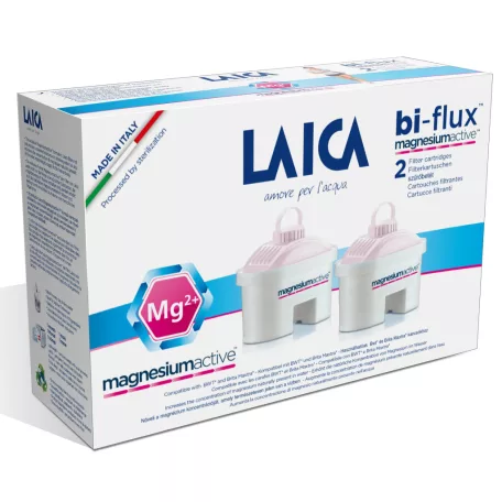Laica Bi-flux magnesium active 2 darabos vízszűrő készlet, szűrőpatron, szűrőbetét, szűrő filter Laica, BWT és Brita Maxtra vízszűrő kancsókhoz, 2 hónapra, 300 liter vízhez
