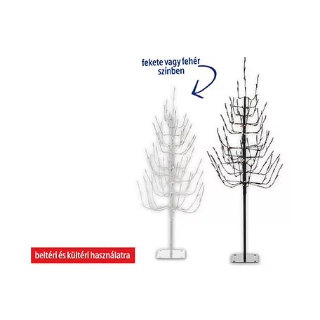 Lichterbaum 120 cm fehér / 150 cm fekete világító LED fa, 200 LED-es kültéri / beltéri melegfehér karácsonyi fénydekoráció, dekorfa