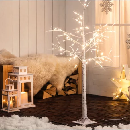 Lichterbaum 120 cm fehér / 150 cm fekete világító LED fa, 200 LED-es kültéri / beltéri melegfehér karácsonyi fénydekoráció, dekorfa