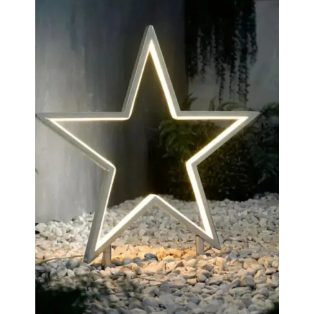   Melinera 46 x 48 kültéri / beltéri fém, melegfehér LED csillag, 108 db LED-el világító csillag fényedkoráció talppal + leszúró tüskékkel, 6 órás időzítővel