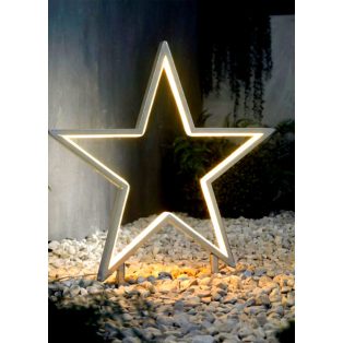   Melinera 46 x 48 kültéri / beltéri fém, melegfehér LED csillag, 108 db LED-el világító csillag fényedkoráció talppal + leszúró tüskékkel, 6 órás időzítővel