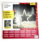 Melinera 46 x 48 kültéri / beltéri fém, melegfehér LED csillag, 108 db LED-el világító csillag fényedkoráció talppal + leszúró tüskékkel, 6 órás időzítővel