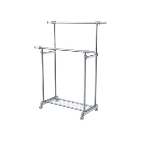Livarno Home 83 x 98 - 167 x 43 cm teleszkópos, guruló inox ruhaállvány, gardróbállvány és cipőtároló