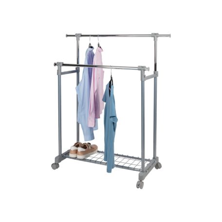 Livarno Home 83 x 98 - 167 x 43 cm teleszkópos, guruló inox ruhaállvány, gardróbállvány és cipőtároló