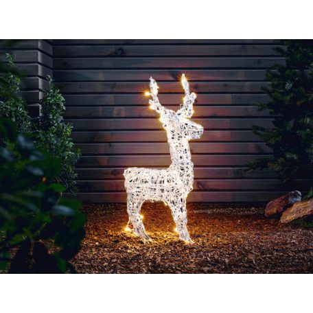Livarno kültéri / beltéri 3D XXL melegfehér LED álló szarvas (rénszarvas) világító karácsonyi dekoráció 100 db LED-el 38 x 68 x 34 cm