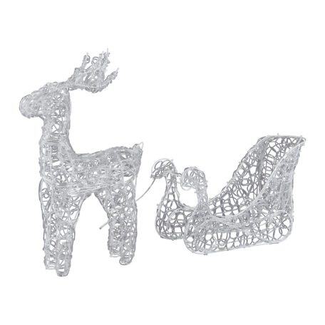 Livarno kültéri / beltéri 3D XXL melegfehér LED szarvas (rénszarvas) szánnal világító karácsonyi dekoráció 90 db LED-el 90 x 51 x 15 cm