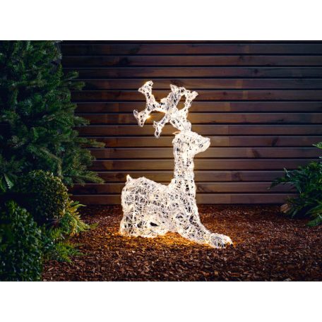 Livarno kültéri / beltéri 3D XXL melegfehér LED ülő szarvas (rénszarvas) világító karácsonyi dekoráció 140 db LED-el 56 x 60 x 15 cm 