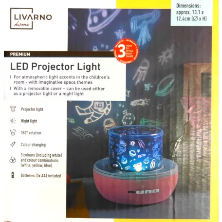 Livarno Home 419468 Space Projektor LED-vetítőlámpa, LED-es kivetítő világűr motívumokkal / éjszakai fény, asztali lámpa