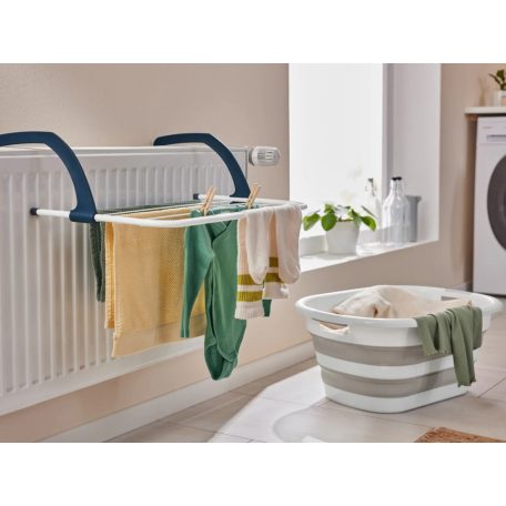 Livarno Home 452779 függő szárító, radiátorral, erkélyre, ajtóra, zuhanyzóhoz akasztható ruhaszárít 5 rúddal (3 méter hossz, 2 kg teherbírás)