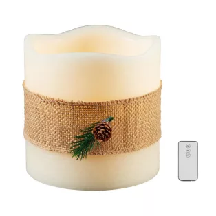   Livarno Home Single Big 15 x 15 cm valódi viasz LED gyertya 6 órás időzítővel, távirányítóval, melegfehér pislákolgó élethű gyertyaláng effektussal 