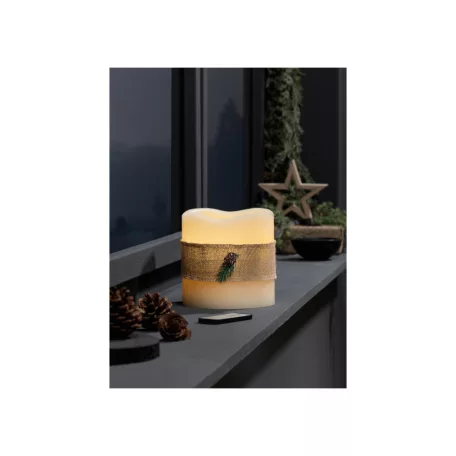 Livarno Home Single Big 15 x 15 cm valódi viasz LED gyertya 6 órás időzítővel, távirányítóval, melegfehér pislákolgó élethű gyertyaláng effektussal 