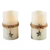   Livarno Home Dual Star 2 darabos 12.5 x 7.5 cm valódi viasz LED gyertya 6 órás időzítővel, távirányítóval, melegfehér pislákolgó élethű gyertyaláng effektussal