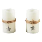 Livarno Home Dual Star 2 darabos 12.5 x 7.5 cm valódi viasz LED gyertya 6 órás időzítővel, távirányítóval, melegfehér pislákolgó élethű gyertyaláng effektussal