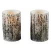   Livarno Home Dual Wood 2 darabos 12.5 x 7.8 cm valódi viasz LED gyertya fa hatással, 6 órás időzítővel, távirányítóval, melegfehér pislákolgó élethű gyertyaláng effektussal