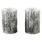 Livarno Home Dual Wood 2 darabos 12.5 x 7.8 cm valódi viasz LED gyertya fa hatással, 6 órás időzítővel, távirányítóval, melegfehér pislákolgó élethű gyertyaláng effektussal