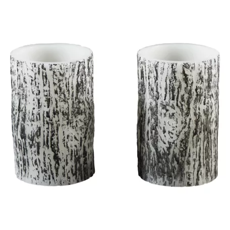 Livarno Home Dual Wood 2 darabos 12.5 x 7.8 cm valódi viasz LED gyertya fa hatással, 6 órás időzítővel, távirányítóval, melegfehér pislákolgó élethű gyertyaláng effektussal